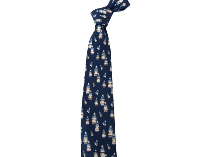 Hermès Krawatten Marineblau Seide  ref.85717