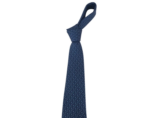 Hermès Krawatten Marineblau Seide  ref.85723