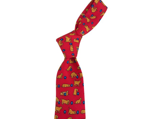 Hermès Krawatten Rot Seide  ref.85731