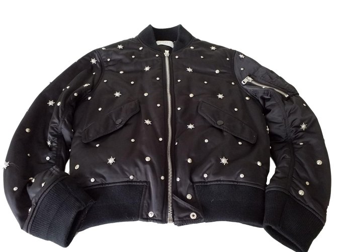 Sandro Black bomber jacket Polyester  ref.85751