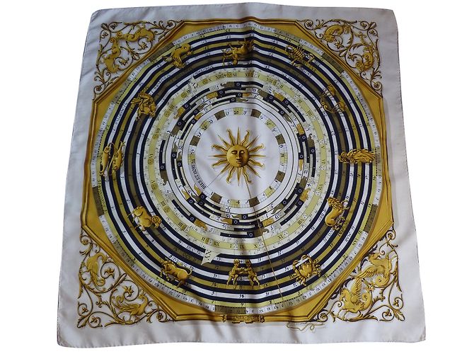 Hermès zodiaco Nero D'oro Giallo Seta