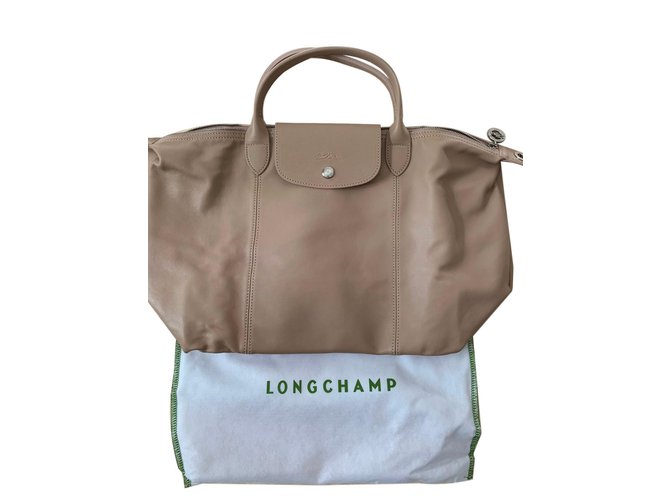 Buy Longchamp Greige Le Pliage Cuir Medium Cross Body Bag for