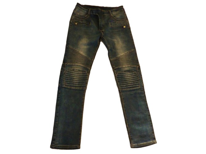 Vaqueros Biker Balmain Azules Algodón