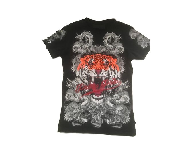 T-shirt Philipp Plein Testa di Tigre con Strass Nera