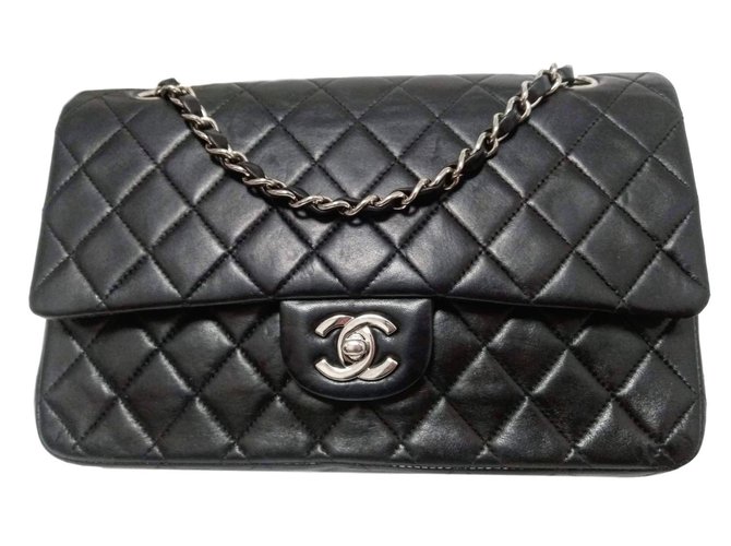Chanel Timeless classic double flap Black Leather  ref.85840