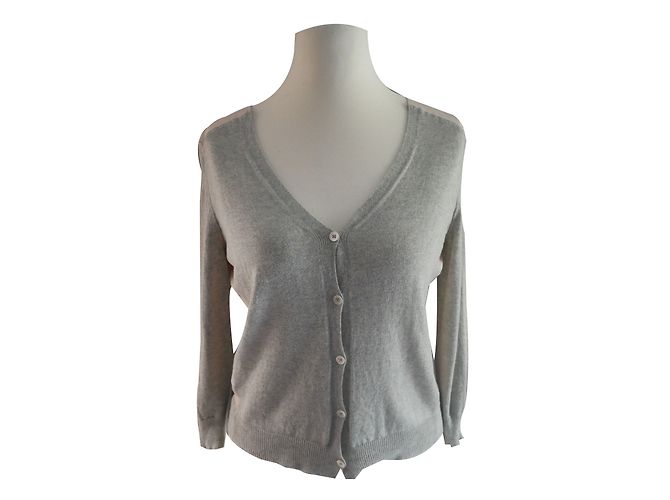 Cardigan Miu Miu de seda e algodão rosa e cinza