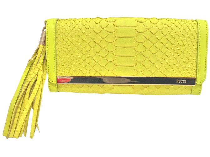 Emilio Pucci Clutch bags Yellow Exotic leather  ref.85887