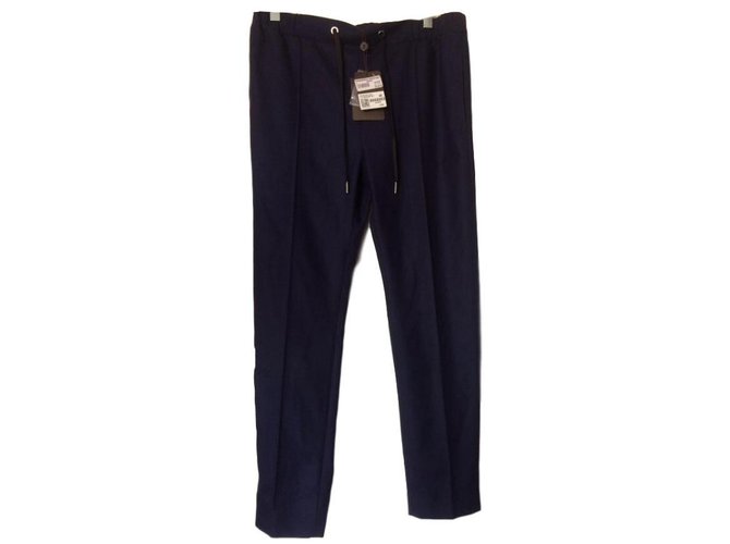 Louis Vuitton Pantalones, polainas Azul marino Lana  ref.85897