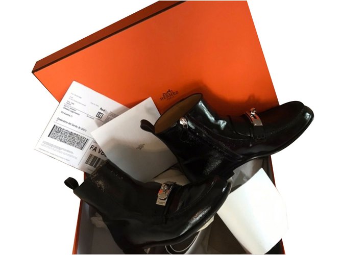Hermès boots Black Patent leather  ref.85909