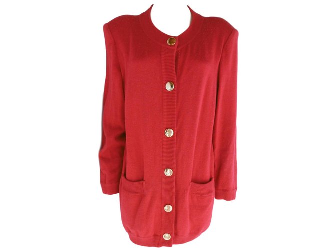 Yves Saint Laurent Angora Wool Cardi Coat Red  ref.85953