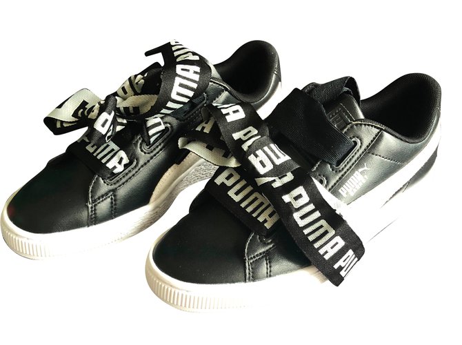 Puma Sneakers Black White Synthetic Rubber Cloth  ref.85960
