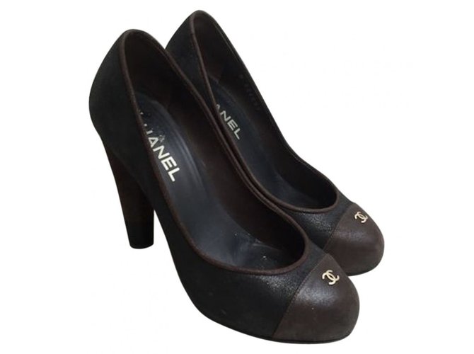 Chanel Heels Dark brown Leather  ref.86036