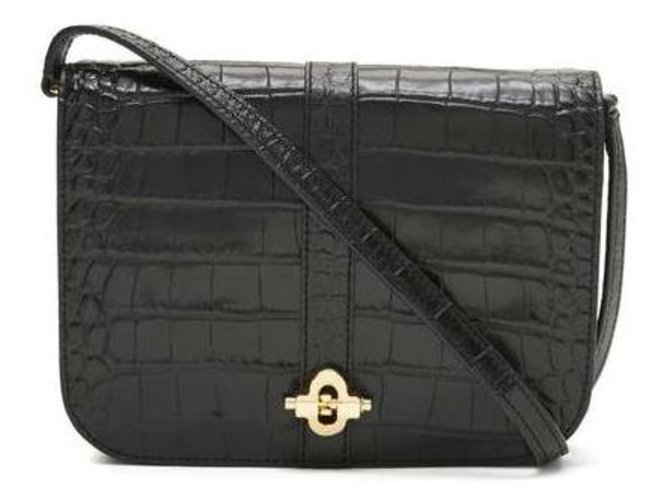 Banana Republic Black Leather Bag Crocodile Pattern Banana Republic Black Leather Bag Crocodile Pattern Handbags Patent Ref 86054