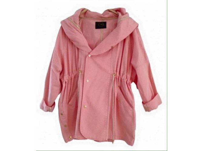 Des Petits Hauts Trench coats Pink Cotton  ref.86129