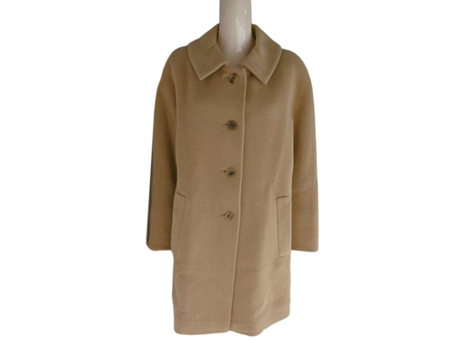 Guy Laroche Manteau Col Rond En Laine Angora Beige  ref.86143