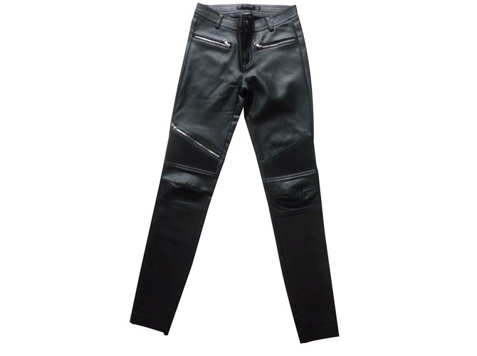 Leather trousers Zara Black size 2 US in Leather  26542505
