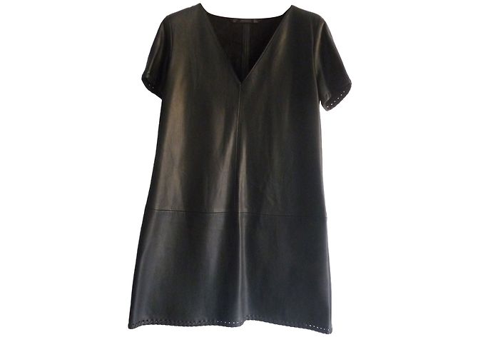 Zara Kleid in A-Linie aus schwarzem Kunstleder