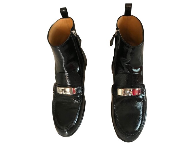 Hermès Ankle Boots Black Leather  ref.86244