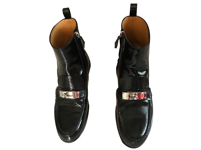 Hermès Botines Negro Cuero