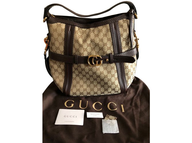 Gucci GG Running Medium Hobo Brown Beige Leather  ref.86279