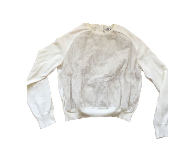 Carven Bi-material effect sweater Eggshell Cotton  ref.86400