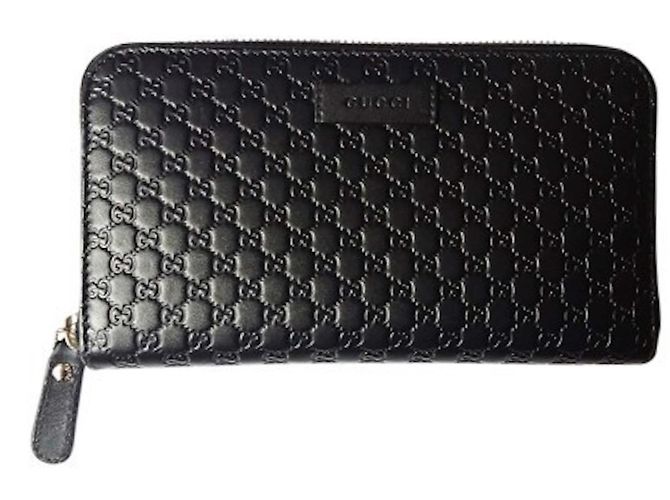 Portefeuille zippé Gucci Micro en cuir noir