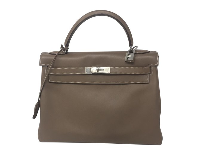 Hermès Kelly Taupe Couro  ref.86565