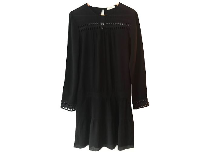Vestido negro con cinturón Ba&Sh