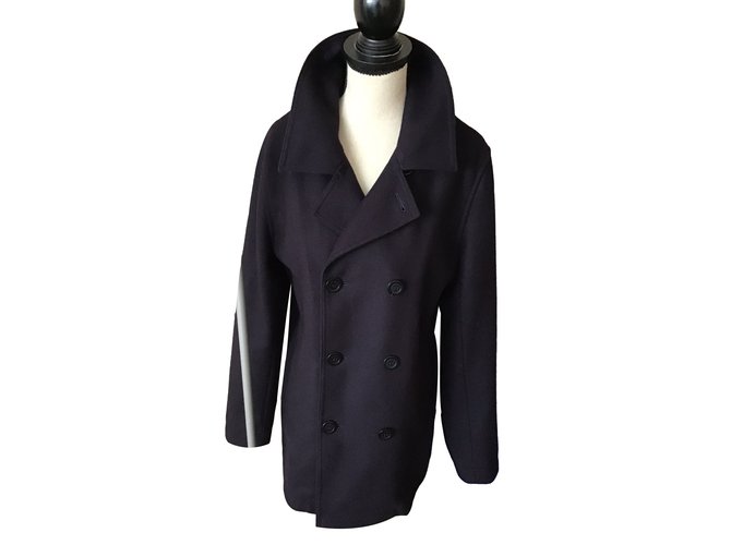 Petit Bateau Coat Navy blue Wool  ref.86646