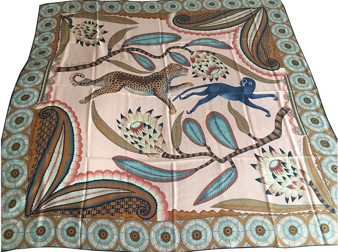 Hermès Scialle di seta e cashmere di Hermana Savana Dance Rosa