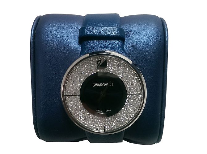 Swarovski Uhr Dunkelblau Kalbsleder
