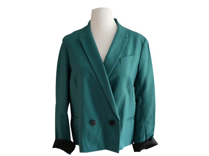 Comptoir Des Cotonniers Giacca blazer Verde Verde scuro Cotone  ref.86684
