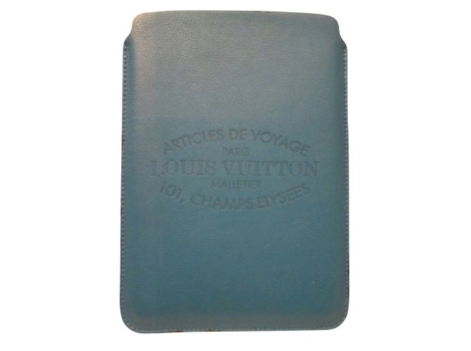 Louis Vuitton Cobertura do IPad Sexo misto Azul Couro  ref.86696