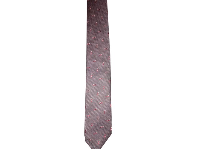 Chanel Krawatten Pink Grau Seide  ref.86716
