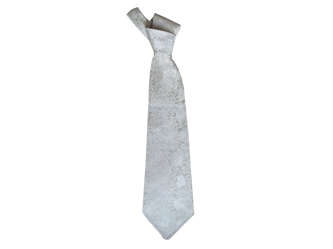 Autre Marque Silk Tie Grey Eggshell 