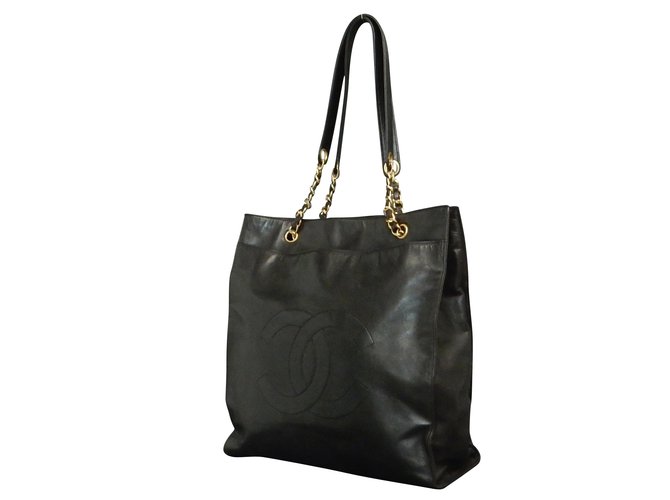 Chanel Lamb Skin Leather Black Tote bag  ref.86776