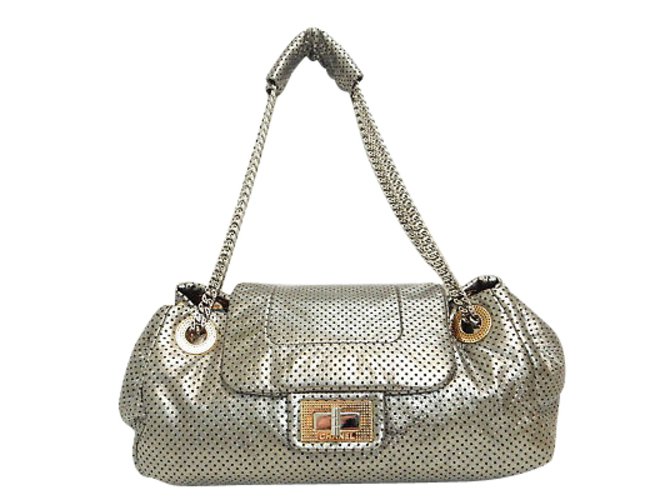 Chanel Calf Skin Leather Bronze Silver Shoulder bag Silvery  ref.86779