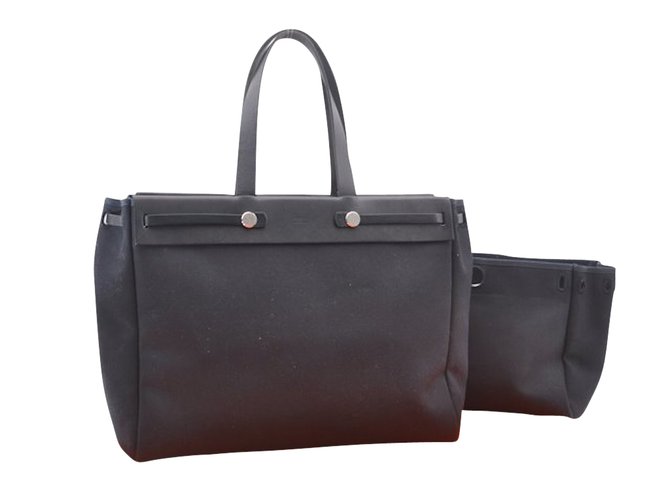 Hermès Hermes Her Bag sac cabas GM Noir  ref.86846