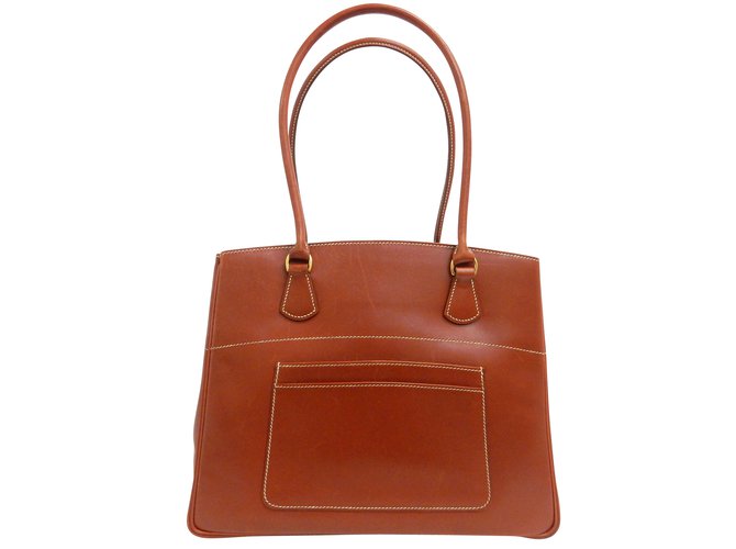 Hermès LA Cognac Red Brown Leather Skin Handbag  ref.86876