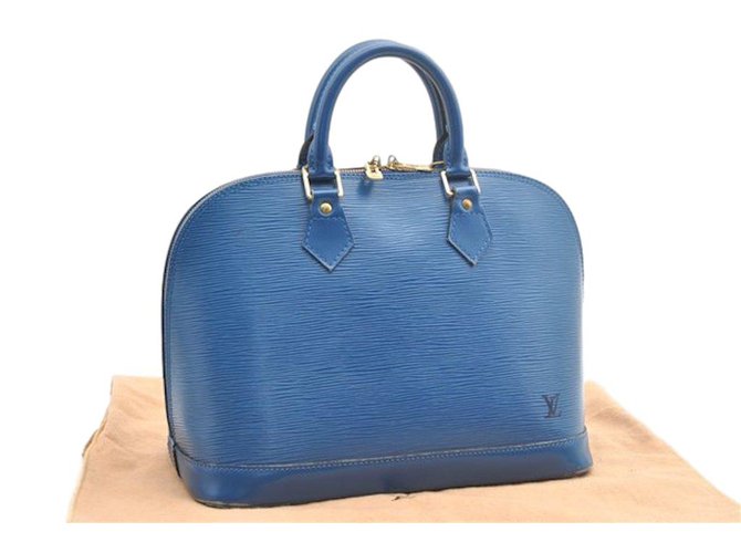 Louis Vuitton Alma MM cuero azul  ref.86889