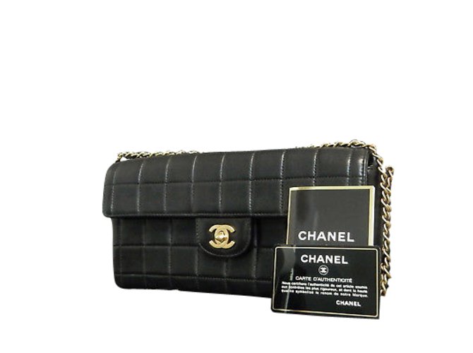 Chanel Chocolate Bar Calfskin Black Suede  ref.86955