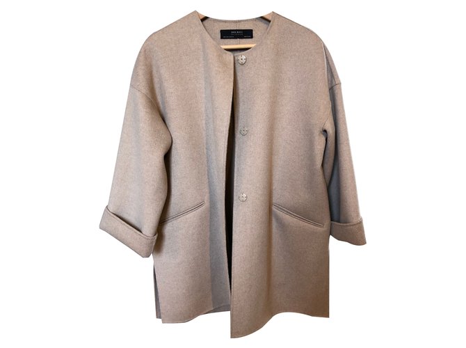 Zara Coats, Outerwear Beige Wool  ref.86990