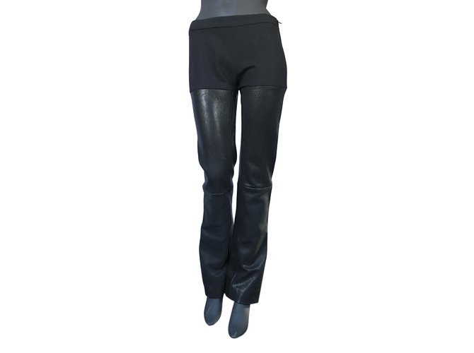 Pantaloni in pelle Balenciaga Nero Poliestere  ref.86999