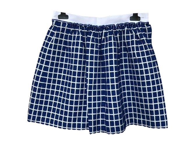Tara Jarmon Skirts White Blue Cotton  ref.87029