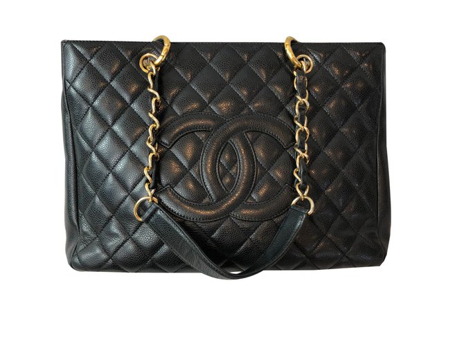 Chanel Grand shopping Tote Black Leather  ref.87070