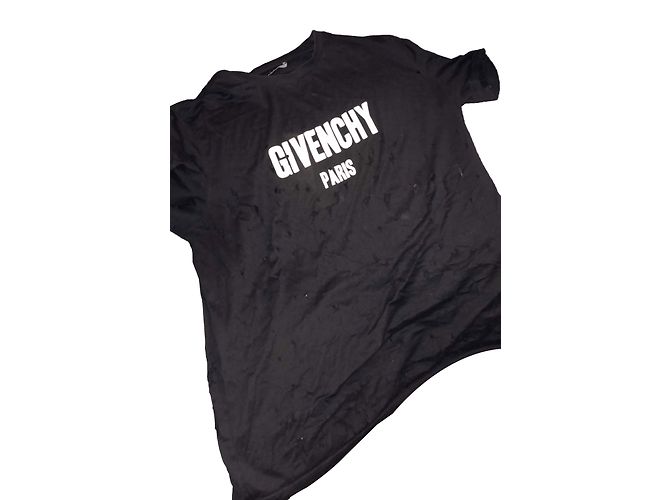 Camiseta Givenchy de algodón negra con letras blancas Negro