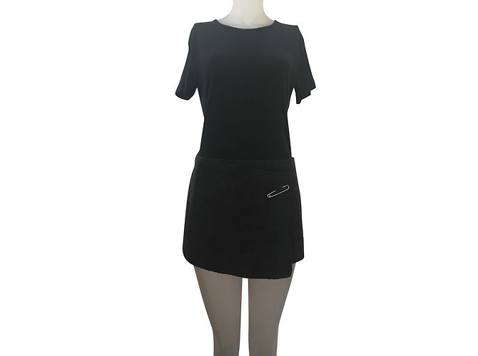 Zara Minirock aus Wolle Grau Anthrazitgrau