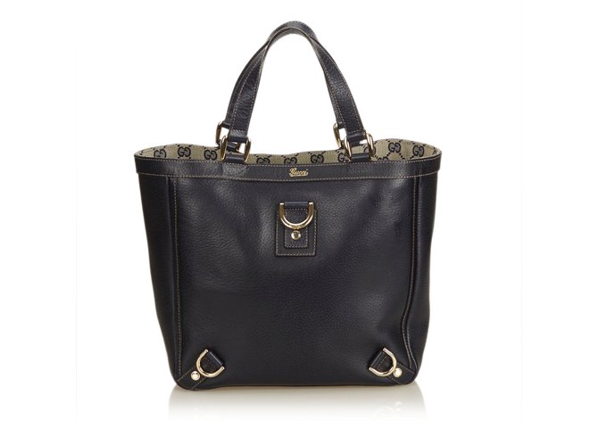 Gucci Leather Abbey Line D Ring Tote Black  ref.87154