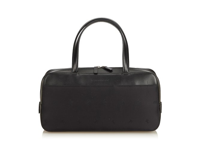 Burberry Leather Jacquard Shoulder Bag Black  ref.87189