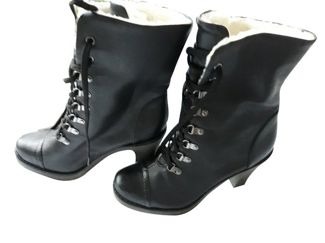 inconnue Ankle boots Black Leatherette  ref.87231
